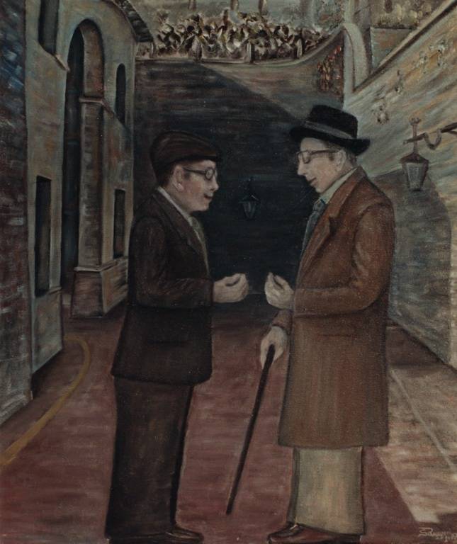 Vecchietti ad Anghiari - Olio su tela - 1987